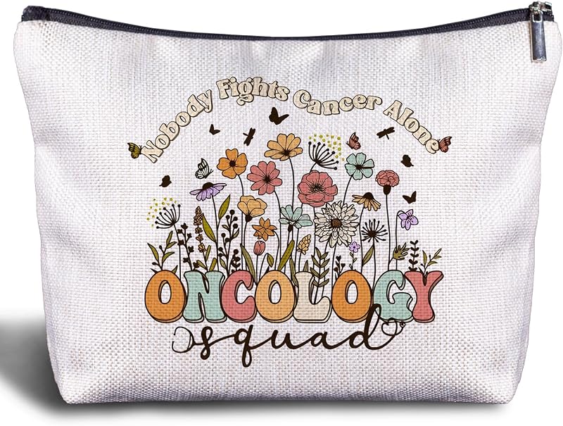 Necessaire de maquiagem Zomhix em linho com estampa de letras, 25,4 x 19,05 x 0,76 cm, 1 unidade