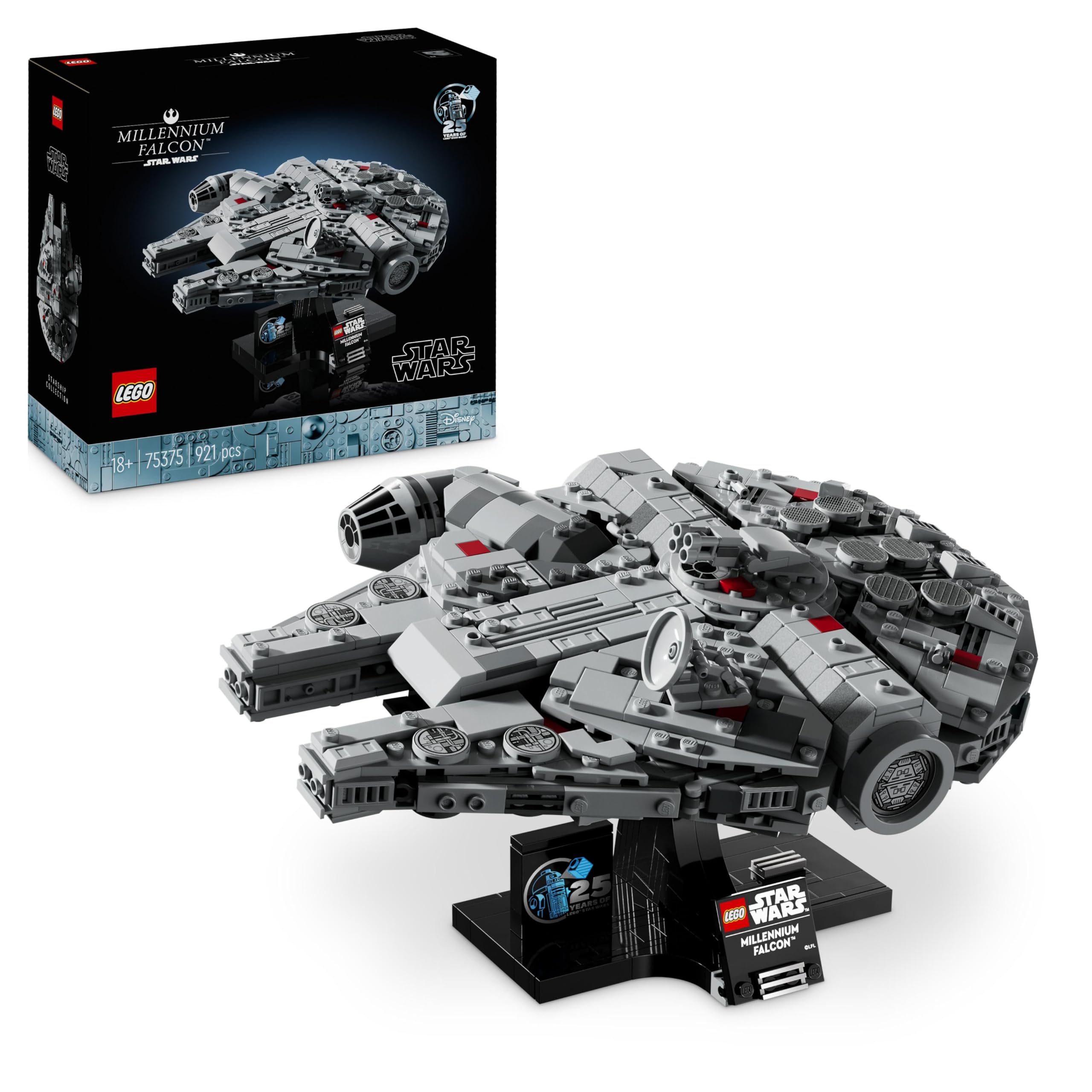 LEGOStar Wars 75375 Millenium Falcon - Collectible Starship Building Set for Adults - incl. a Display Stand & Nameplate for Fun Desk Decor - Gift for A New Hope Fans