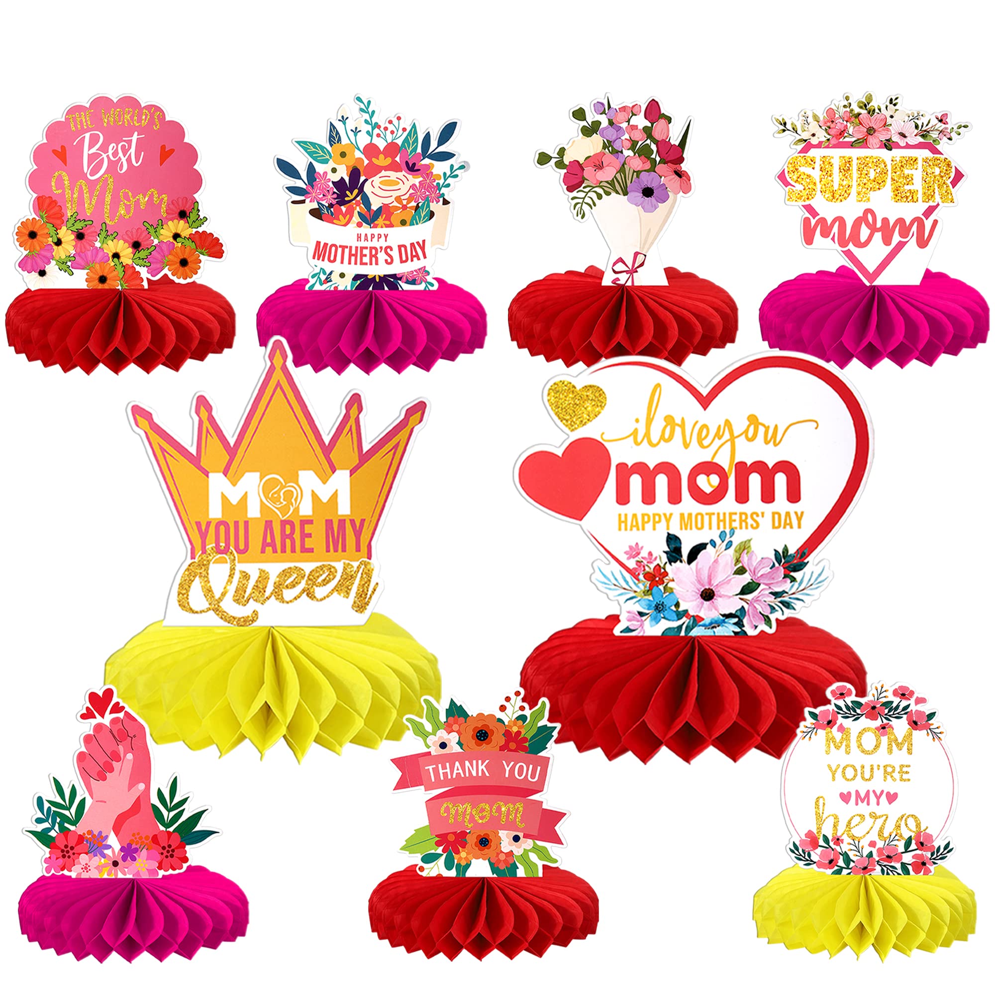 Decoracion Mesa Cumpleaños Decoración Panal Día Madre - Centro Mesa (9  Unidades) Neceser Dia De La Madre, image size:2000x2000