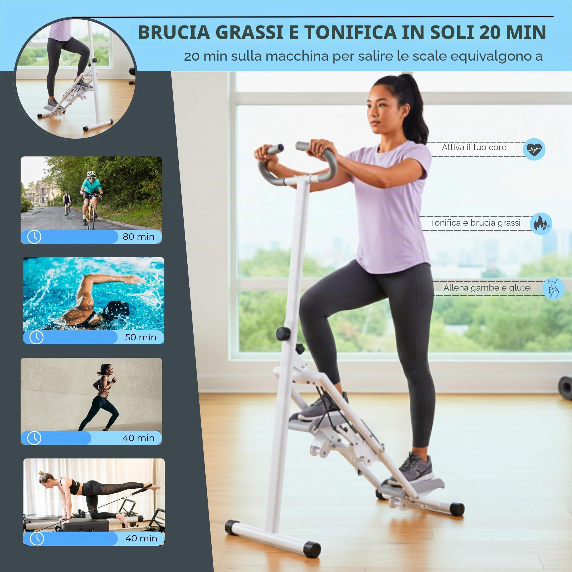 Stepper Fitness. Scale Pieghevoli per Salire, Gradini per Allenamento con Manubri e Pedali. Display LCD e Resistenza Regolabile per Esercizi Cardio a Casa.