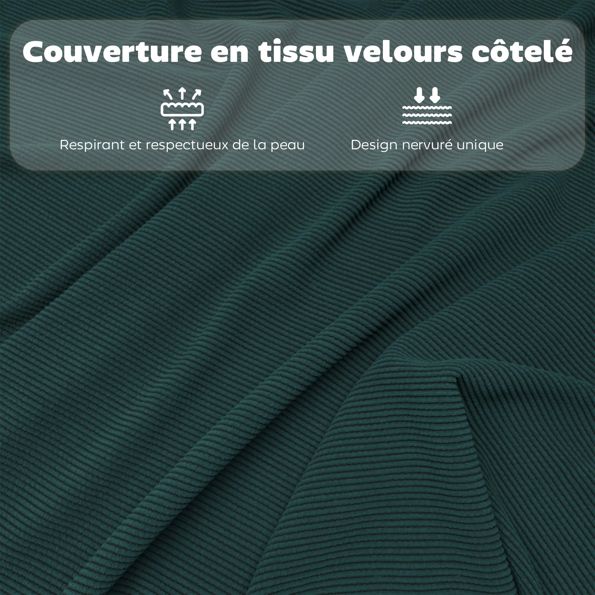 HOMCOM Lot de 4 Chaises Pliantes Portables Intérieur Charge 120 kg Bleu | Chaise Salle à Manger, Assises et Dossiers Rembourrées en Velours Côtelé, Cadre en Acier