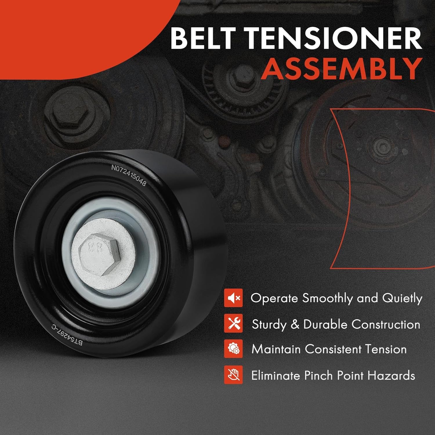 A-Premium Belt Idler Pulley Compatible with Chevy Silverado 2500 3500 HD, Express 2500 3500 & GMC Sierra 2500 3500 HD & Buick LaCrosse, Regal & Cadillac Escalade ESV & Saab 9-5 & Freightliner & Isuzu