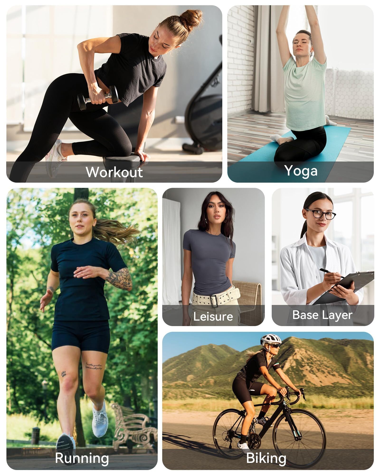 Camicie da Palestra da Donna Manica Corta Girocollo T-Shirt Leggera e Traspirante Top ad Asciugatura Rapida Camicia da Corsa per Yoga da Allenamento