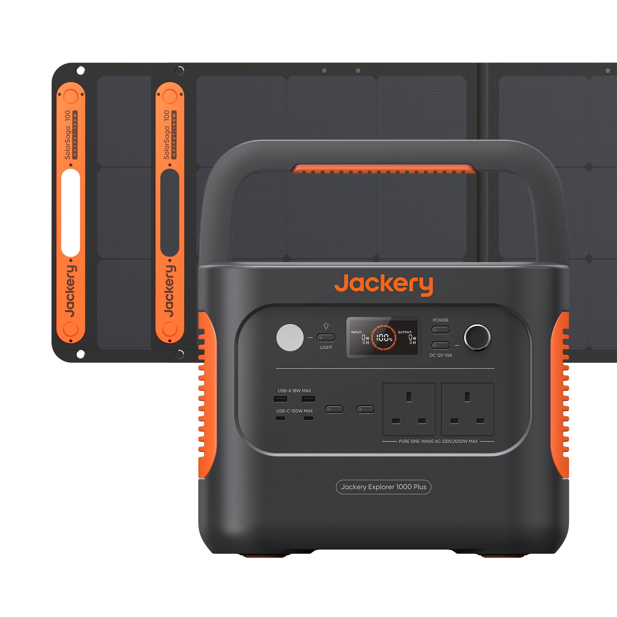 Jackery E1000 Plus+2*100W Solar Generator 1000 Plus 200W, 1264Wh Portable Power Station With 2X 100W Solar Panel, Lifepo4 Battery, Expandable To 5Kwh For Outdoor Rv Camping