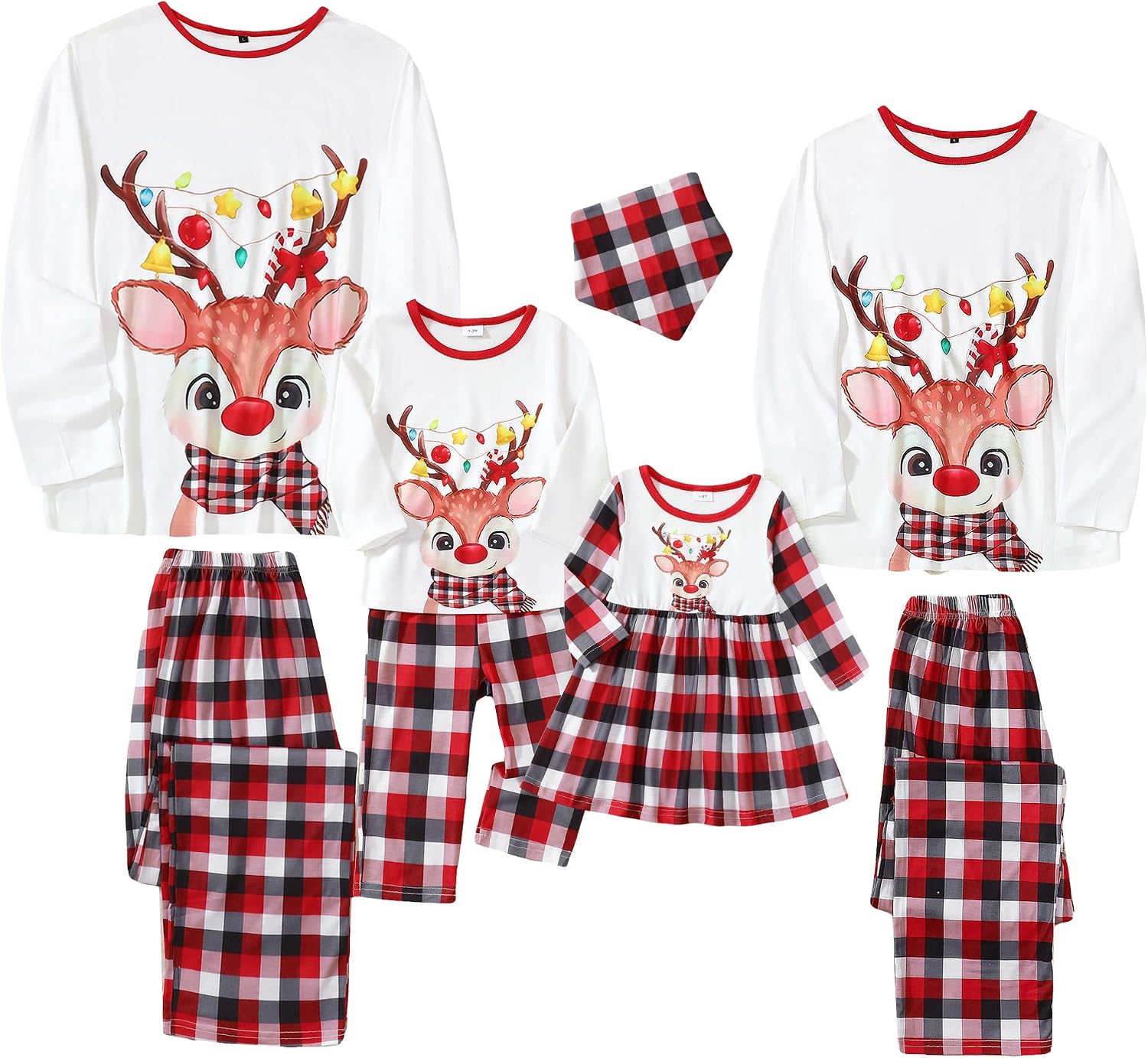 YOUNGER TREE Family Christmas Pjs Matching Sets Letter Top Plaid Pants Loungewear Xmas Jammies Family Holiday Pajamas Outfit