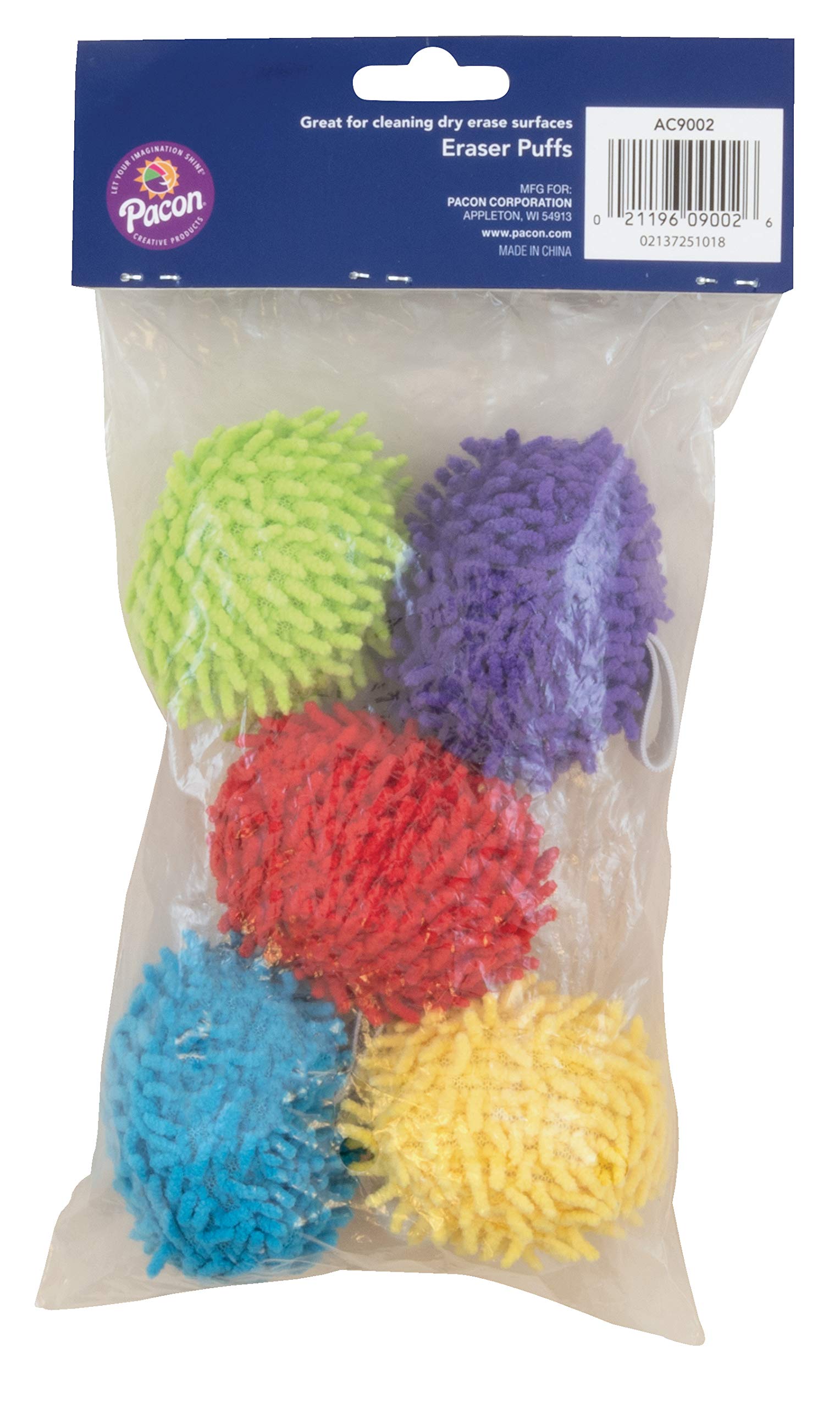 Pacon Borradores de pizarra blanca, borrador de borrador, banda elástica, 7,62 x 7,62 cm, 5 gomas de borrar