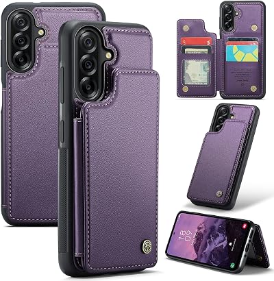 Kowauri for Samsung Galaxy A37 Case, PU Leather Wallet Case for Women Men with RFID Blocking Card Holder Slot Magnetic Closure Shockproof Protective Phone Cover for Samsung Galaxy A37 (Purple)