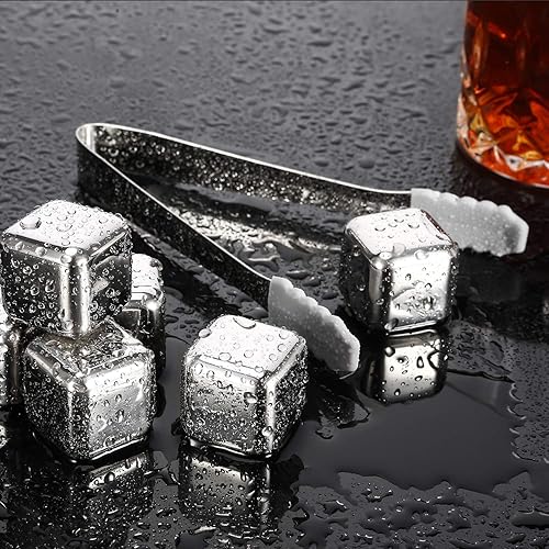 Cubos de hielo piedras de whisky  Piedras de whisky reutilizables de acero inoxidable  Piedras frías para tu bebida favorita  Piedras de metal