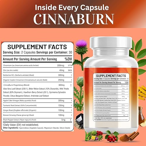 Vista 5 de Kun Shafi Complejo de canela de Ceilán con vinagre de sidra de manzana berberina más melón amargo Gymnema Ginseng cromo y cúrcuma cardo mariano - 60