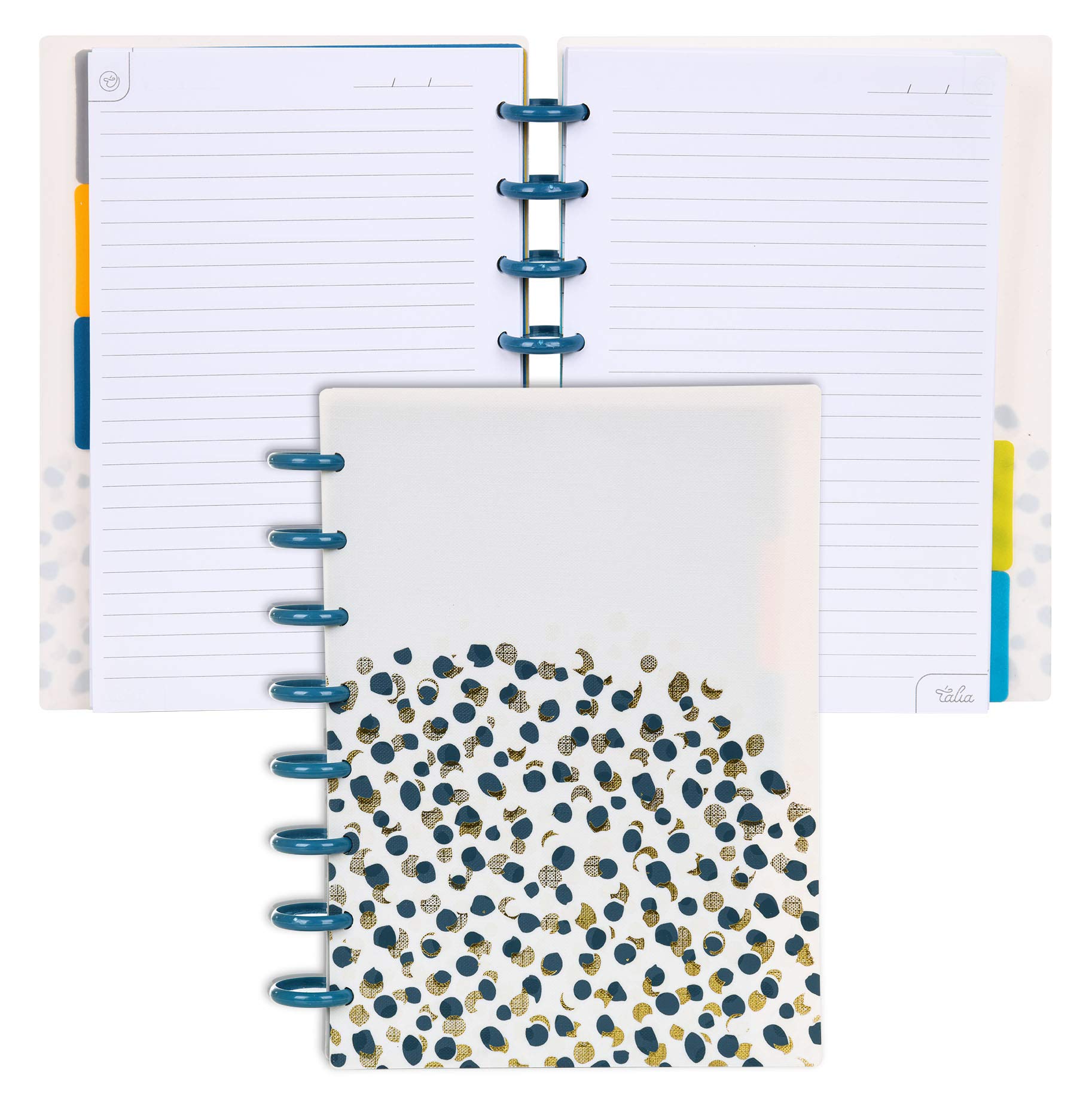 Talia - Cuadernos con discos azules (fuegos artificiales con discos azules profundos, Junior (5.5" x 8.5" ))