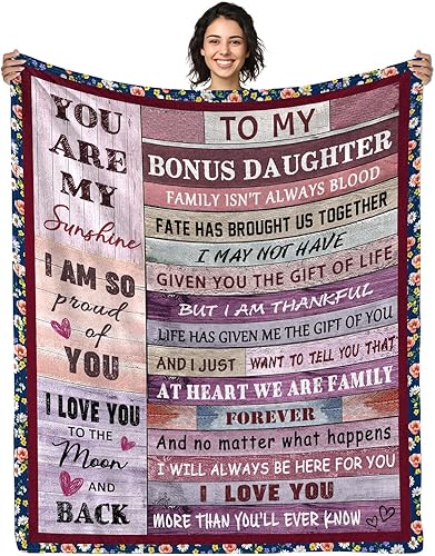 Manta de regalo para hija, regalos de cumpleaños para hijastra de parte de su madrastra, padrastro, día de la madre para hijastra mantas de 50 x 60