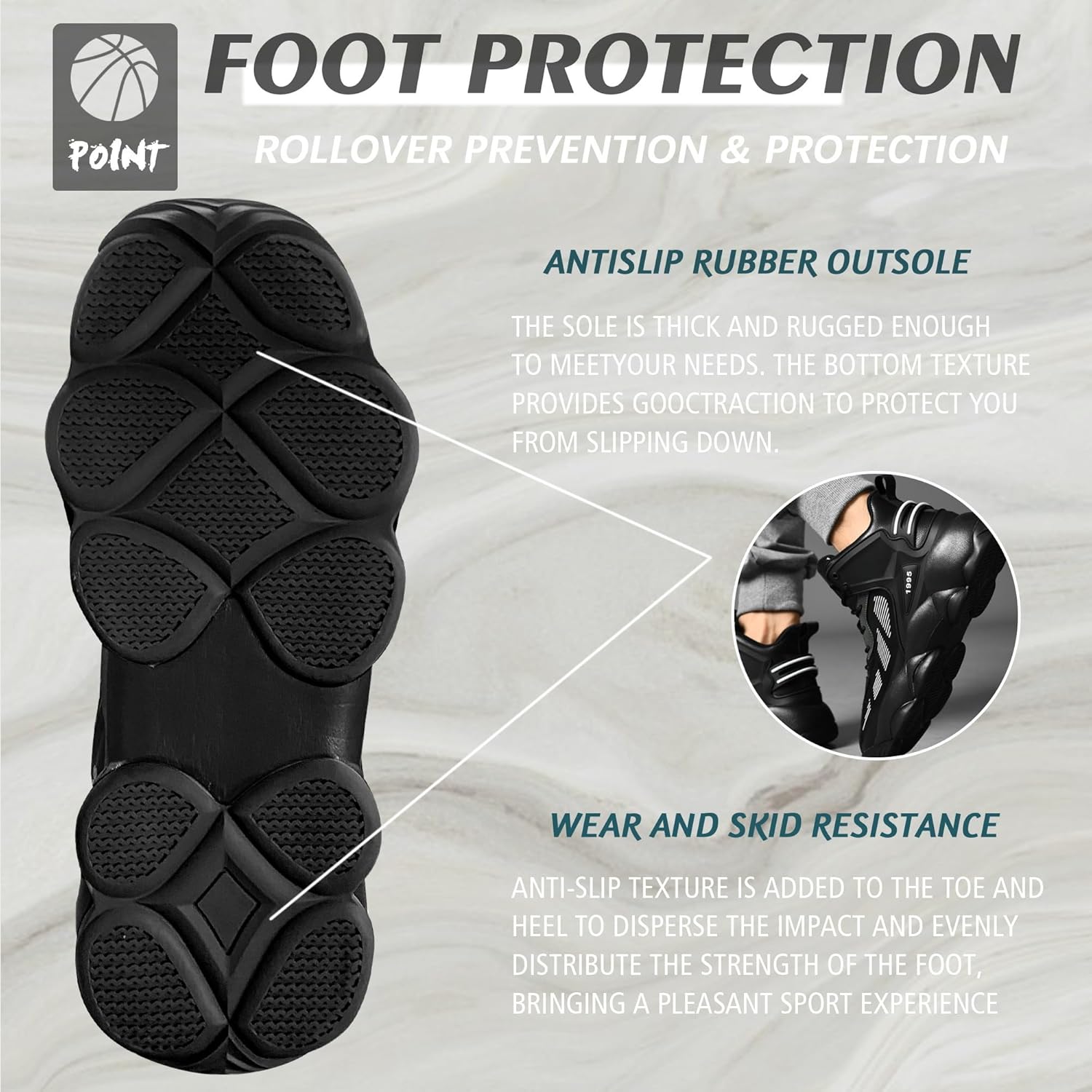 CJSPORX Men's Basketball Shoes Breathable Non-Slip Sneakers Fashionable Sports