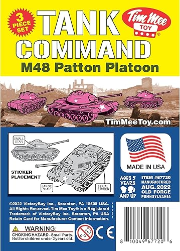 Miniatura 6 de TimMee - Tanques de juguete para hombres de plástico del ejército, color rosa, WW2, 3 piezas, fabricado en Estados Unidos