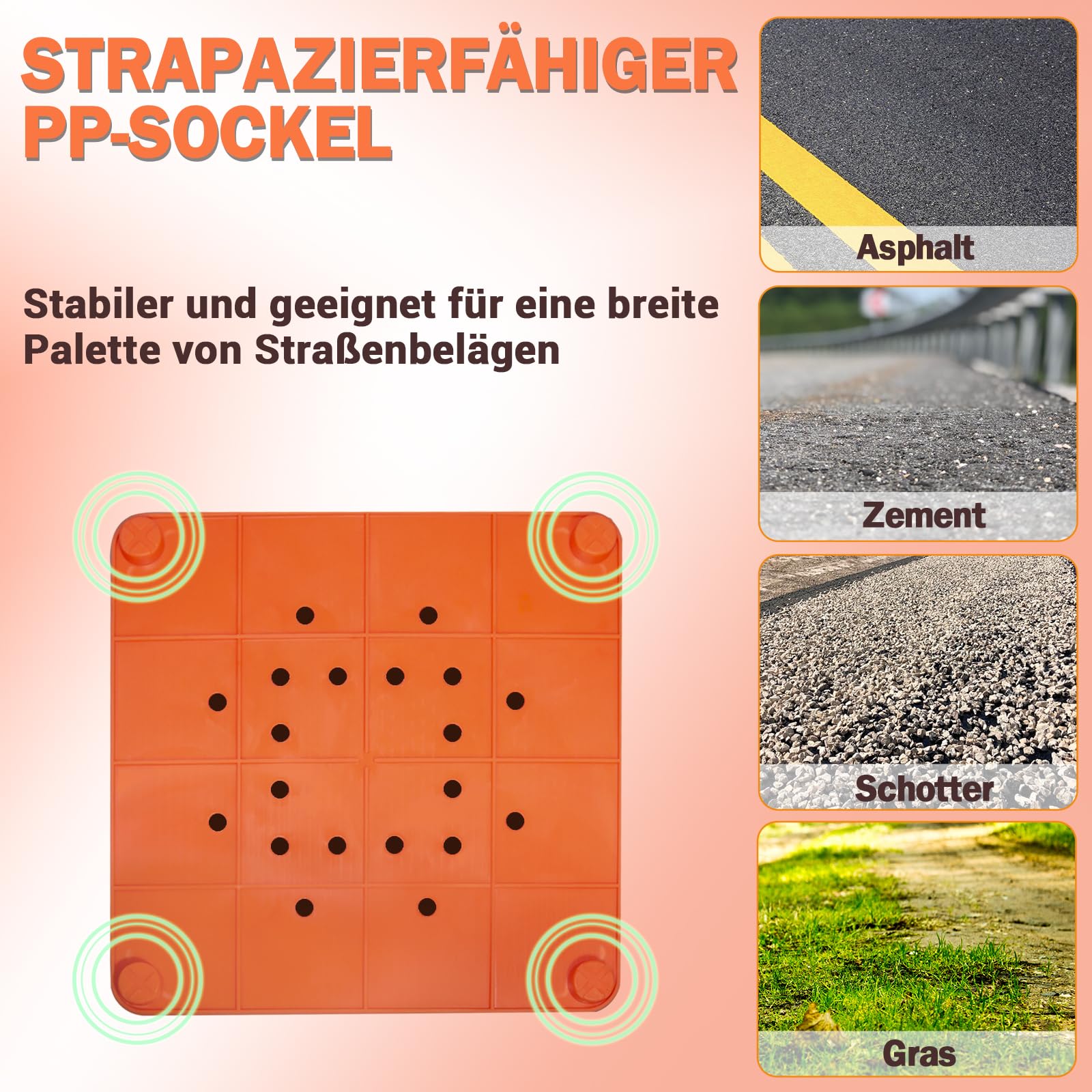 Valchoose 4 Stück Pylonen Faltbar, Verkehrskegel (70 cm) mit Reflektierenden Kragen – Orange Leitkegel Faltbar, Verkehrshütchen für Baustellen, Parkplätze & Sportmarkierungen