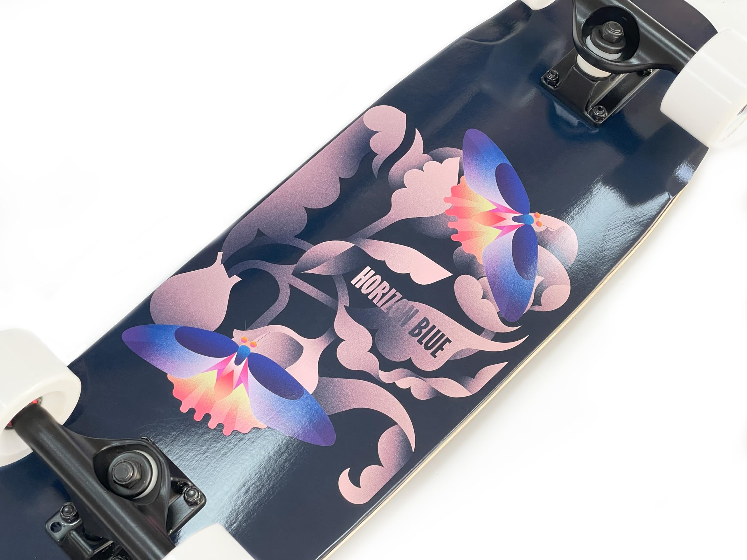 HORIZON BLUE Dinghy Classic Cruiser Skateboard complet – 72,4 cm léger / roues souples de 63 mm et planche en érable