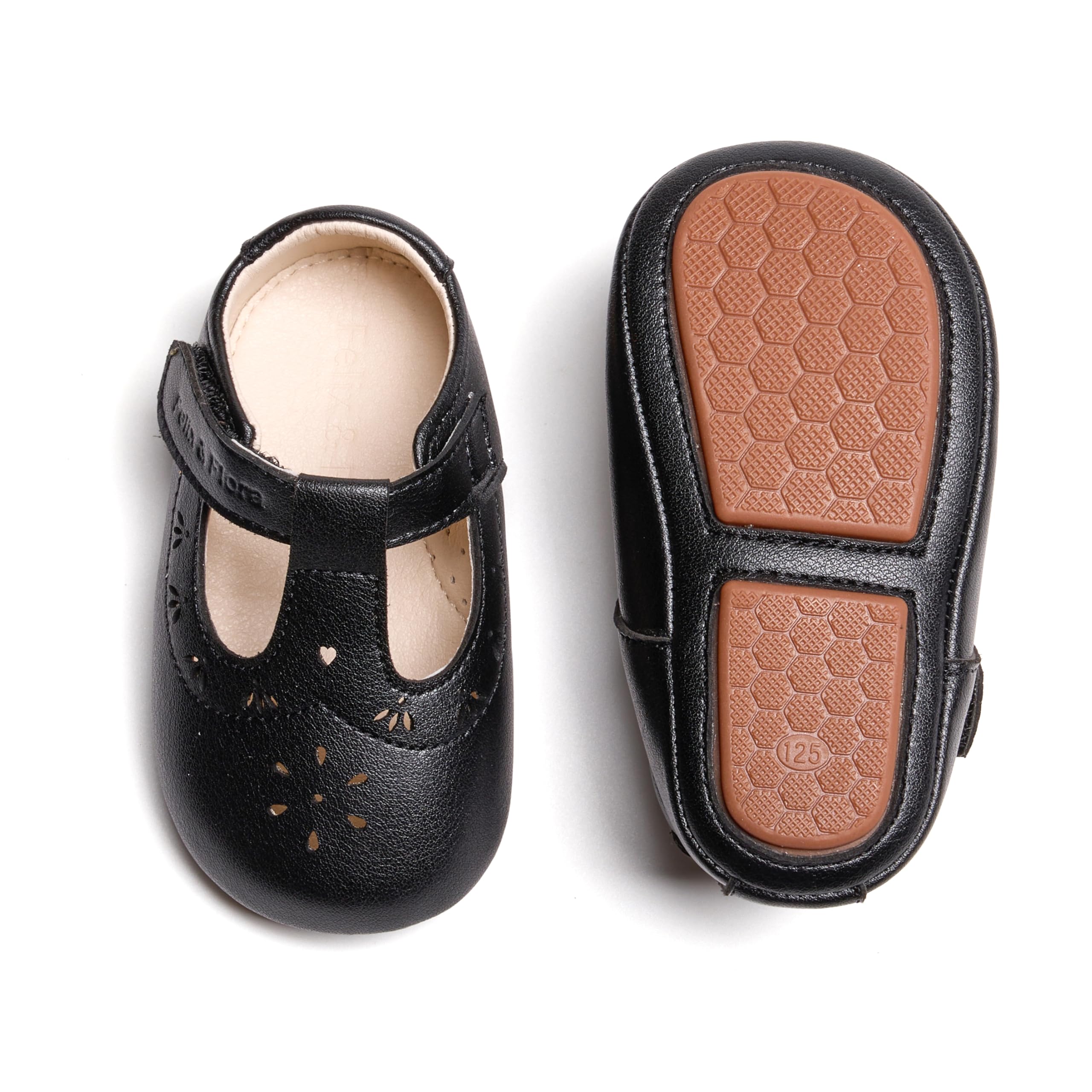 Felix & Flora Soft Sole Black Baby Dress Shoes - Infant Baby Walking Shoes Moccasins Rubber Sole Crib Shoes(Black,18-24Months Infant)