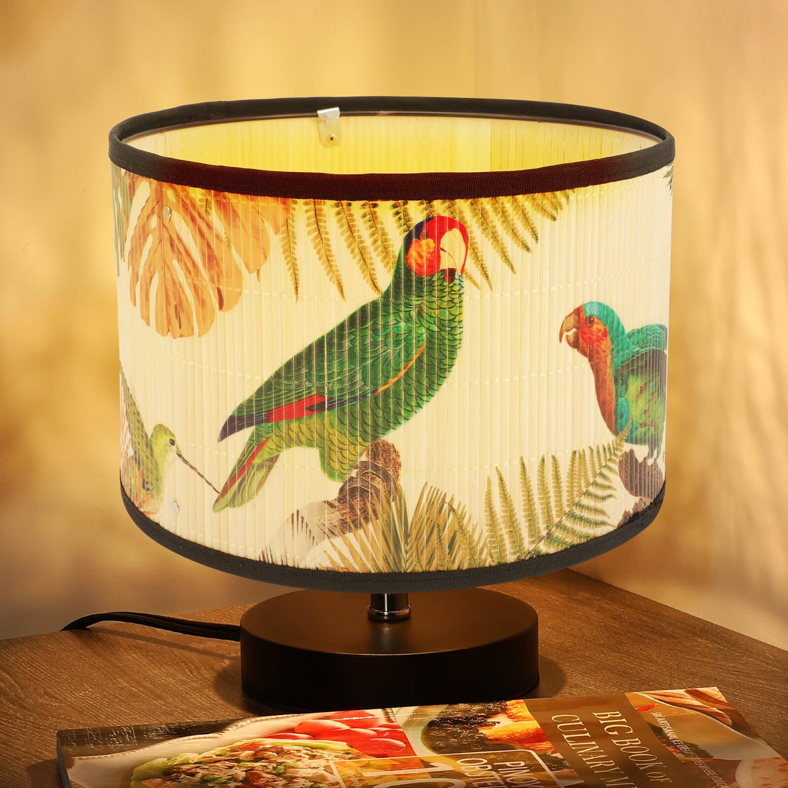 KOMBIUDA Paralume in Bambù Retrò, Copertura per Lampada Sospensione E27, Stile Elegante per Decorazioni Casa e Soggiorno in Bambù