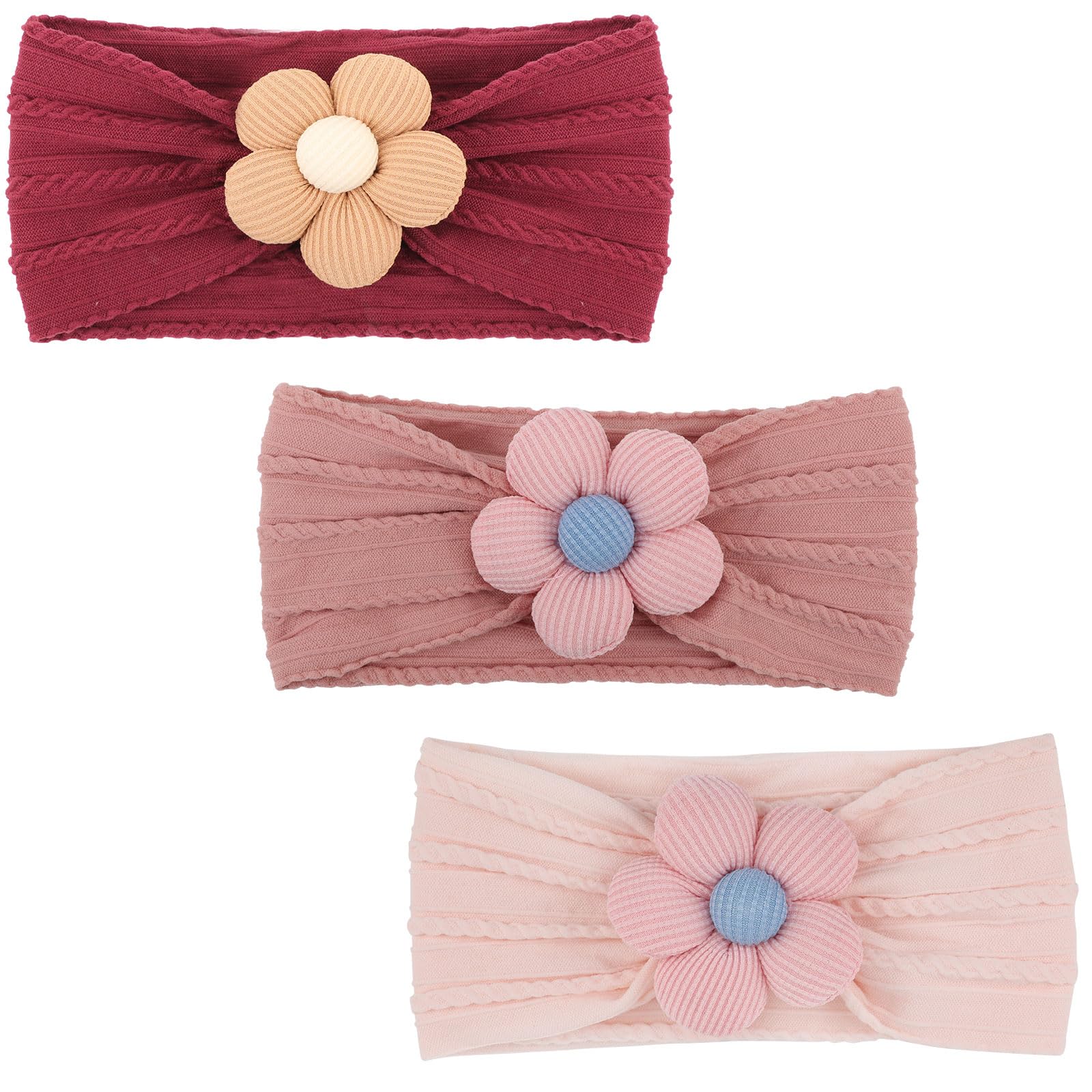 DRESHOW 3 Pack Girls Headbands Stretchy Nylon Headbands Handmade Hair Accessories for Newborn Infant Toddlers Kids — view 14