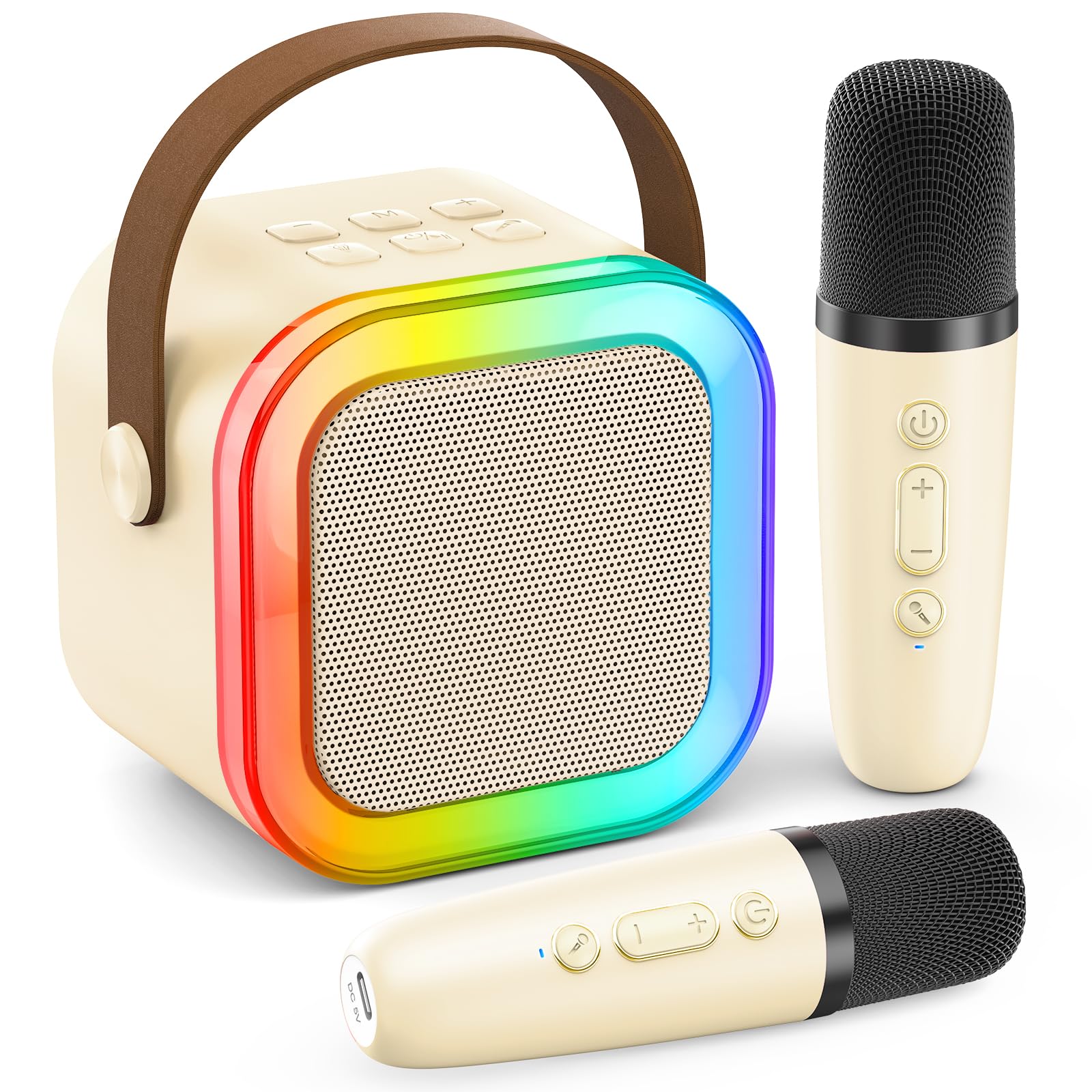 Karaoke Machine Kids Adults,Bluetooth Speaker with 2 Wireless Microphones