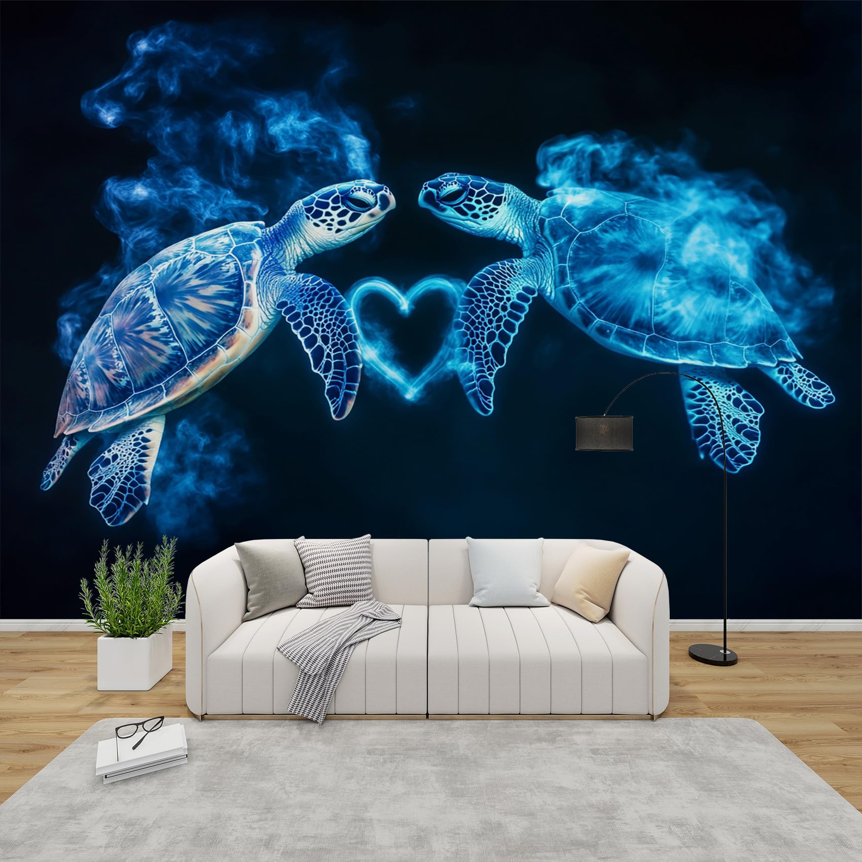 Papier peint intissé tortue mer tapisserie panoramique luxe