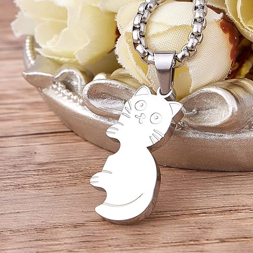 Miniatura 4 de Colentine Collar de gato para parejas, lindo gato abrazando rompecabezas, collares a juego, regalo para el día de San Valentín