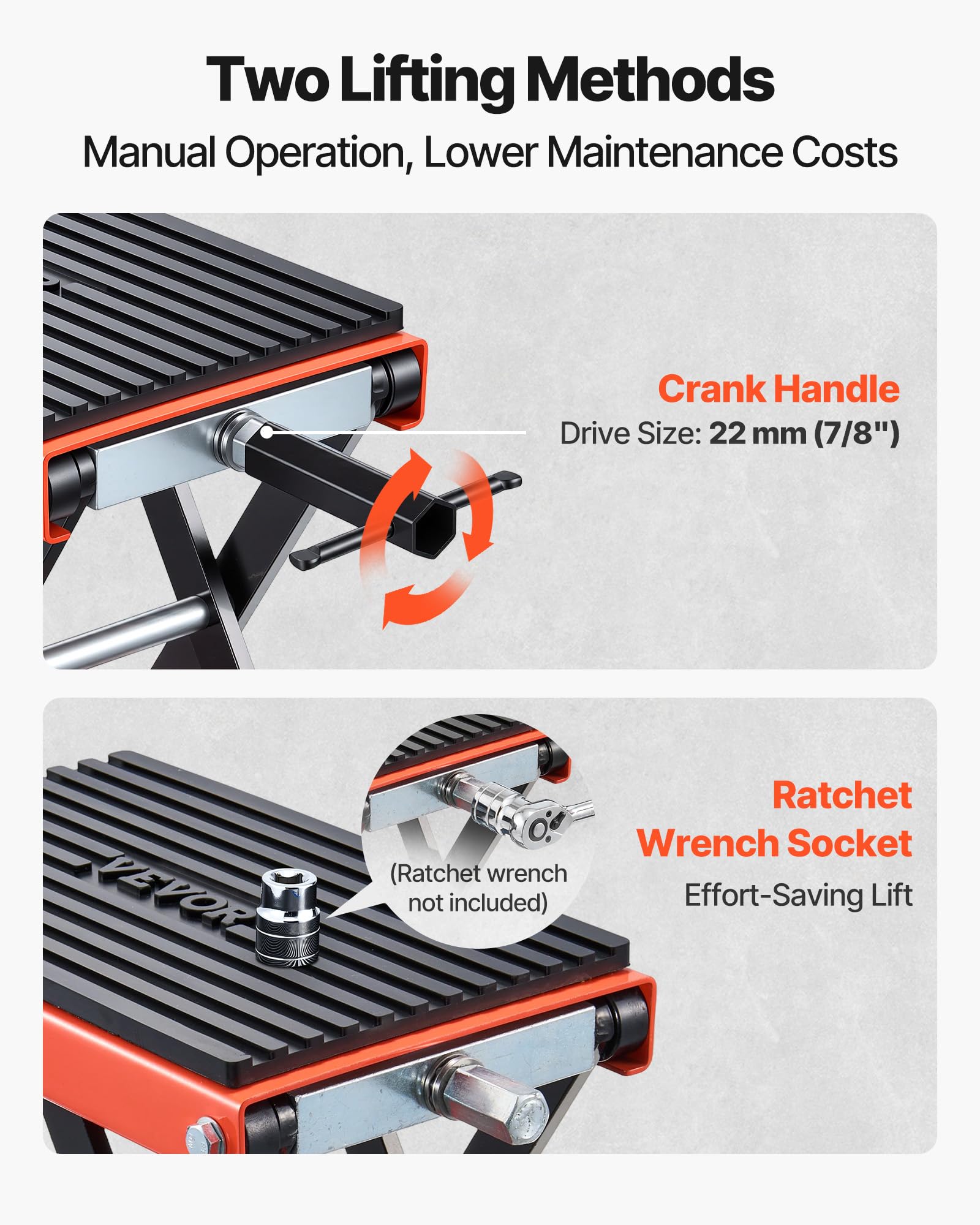 VEVOR Martinetto a Forbice per Moto, Piattaforma di Sollevamento Compatta Carico Max 680 kg, Escursione di Sollevamento 10,5-35 cm per Manutenzione Moto da Officina Garage, Sollevatore in Acciaio