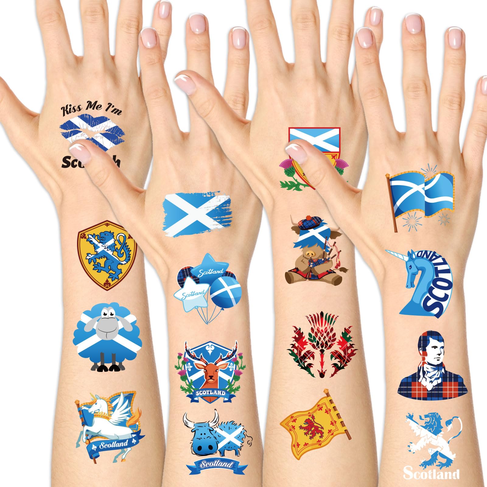 DPKOW 72pcs Scottish Temporary Tattoos Burns Night Accessories - Image 3