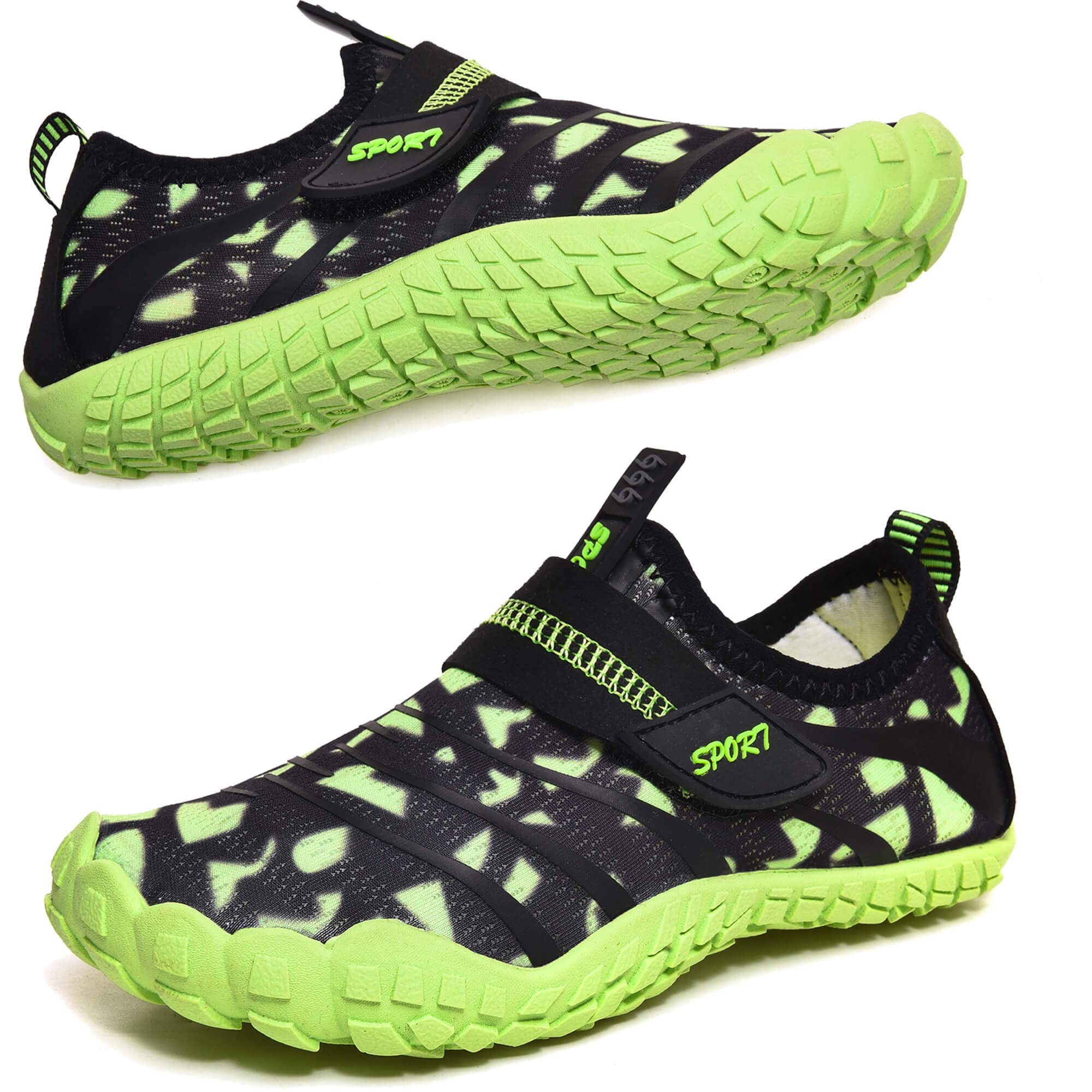 Wasserschuhe für Kinder, Jungen, Mädchen, Aqua, Pool, Schwimmen, Strand, Kinder, Barfuß, schnell trocknend, leicht, nass Surfen, Tauchen, schwarz/grün, 32 EU