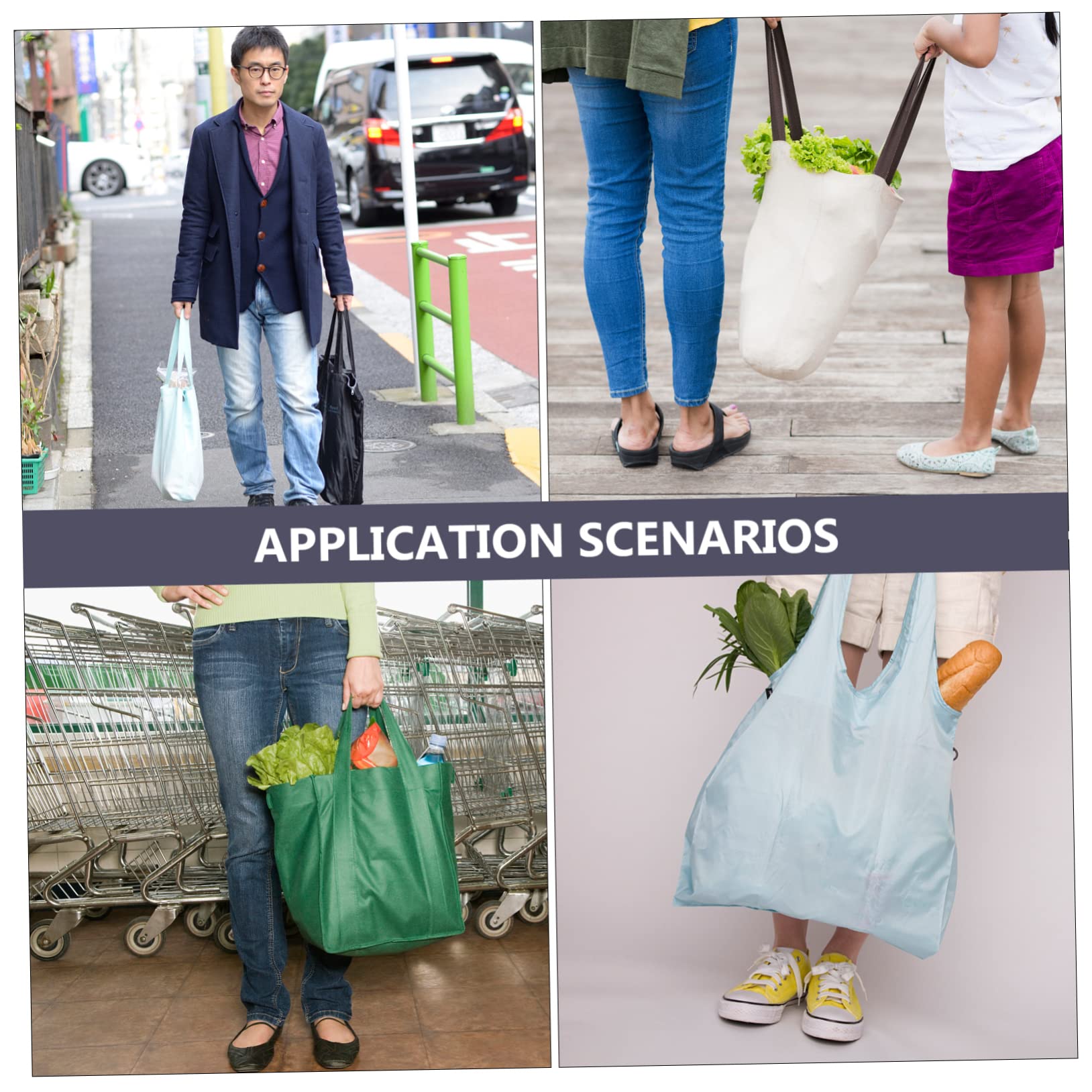 Ciieeo 2pcs Portable Tote Pouch Oxford Cloth Shopping Bag Easy to Clean for Supermarket Daily Storage Generous Capacity