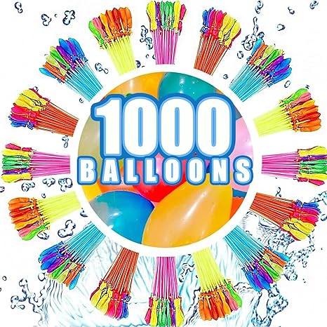 Water Balloons Quick Fill Bulk – 1000 Pack Refill Kit, Fast Fill & Self-Sealing Water Bombs for Kids & Adults,Outdoor Summer Games,Pool, Party & Backyard Fun
