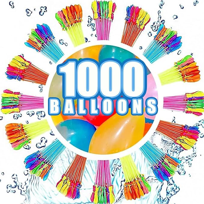 Water Balloons Quick Fill Bulk – 1000 Pack Refill Kit, Fast Fill & Self-Sealing Water Bombs for Kids & Adults,Outdoor Summer Games,Pool, Party & Backyard Fun