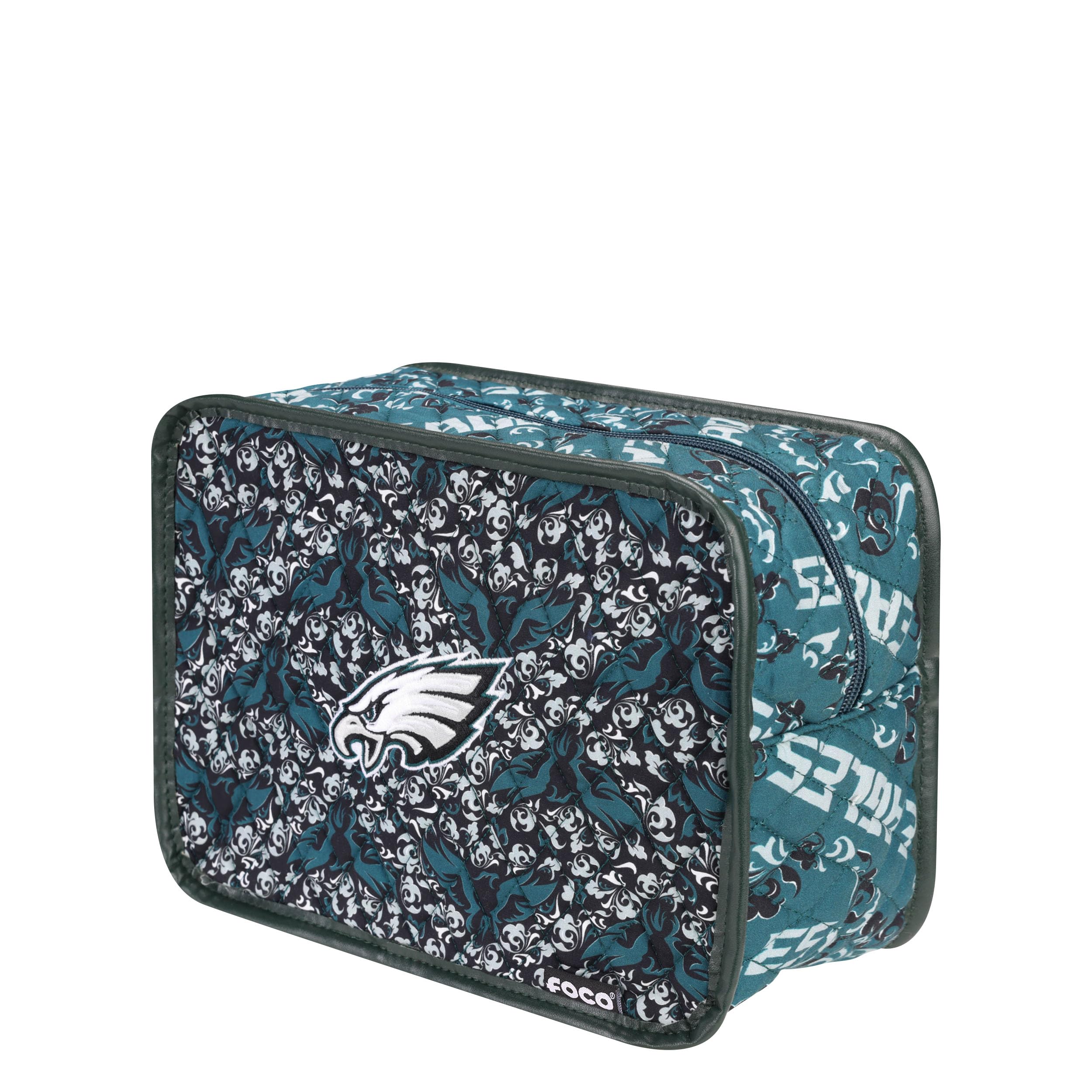 FOCO NFL Logo Quilted Printed Cosmetic Toiletry Bag, Team Color