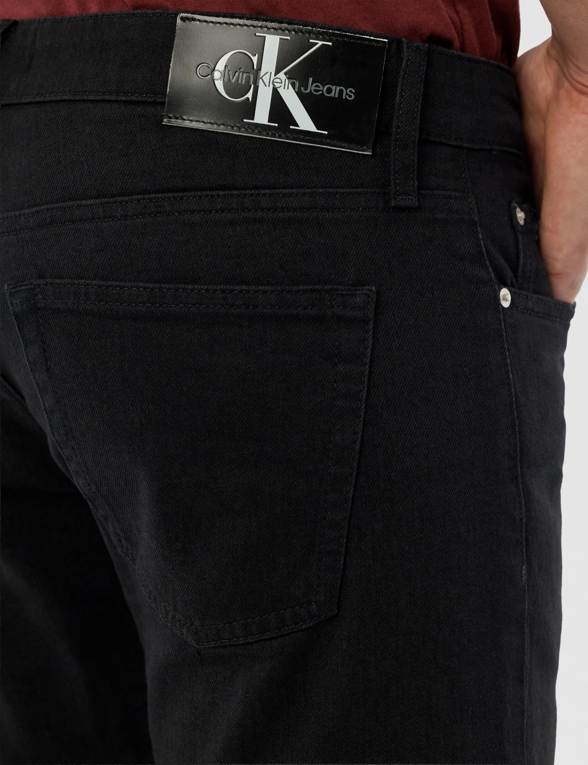 Calvin Klein Uomo Jeans Slim Fit Vita Media, Nero (Denim Black), 34W/32L