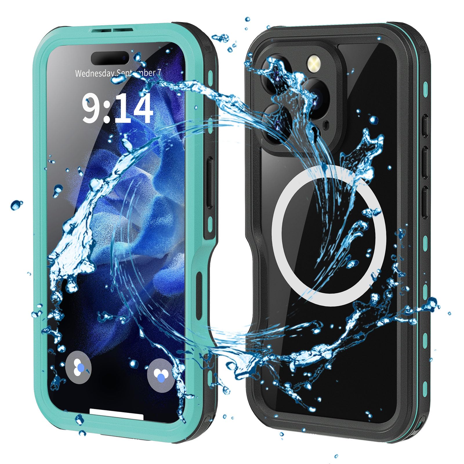 Coque étanche iPhone 16 Pro Max MagSafe transparent bleu - 8