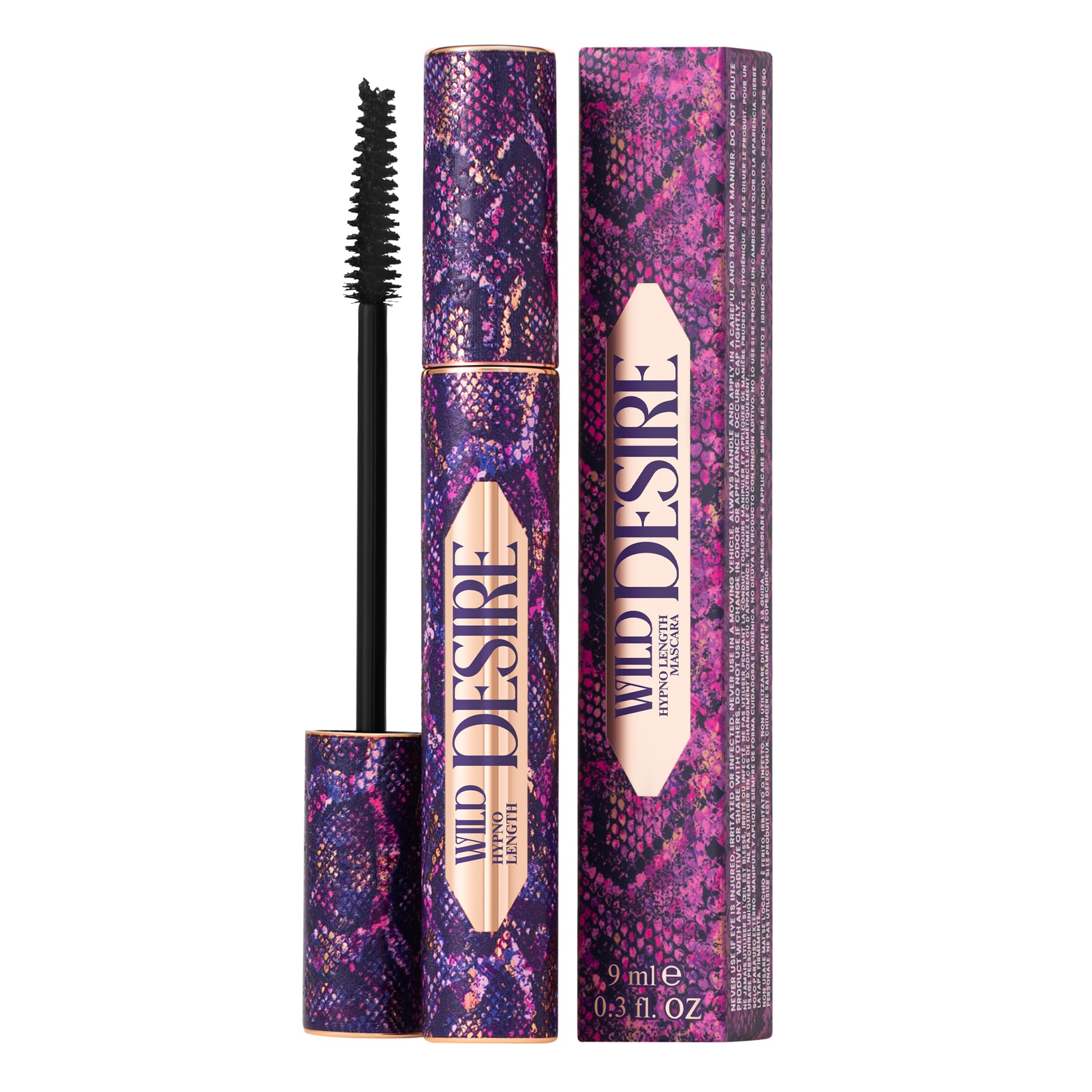 Black Volumizing & Lengthening Mascara Wild Desire – Cone-Shaped Brush for Smooth Application & Hypno Length – Long-Lasting Formula, Clump & Flake Free – 0.34 fl.oz. - Made in Italy