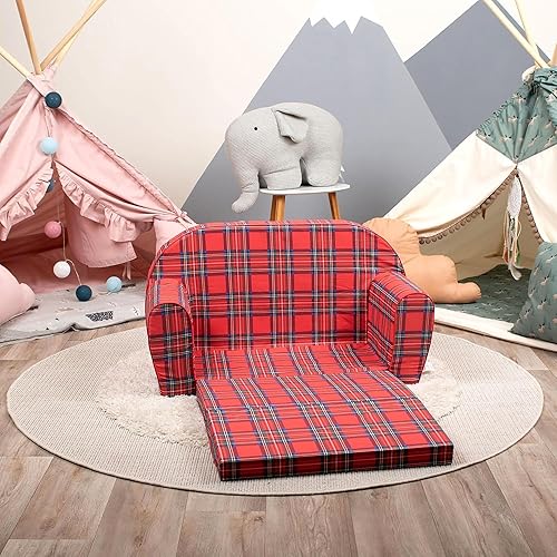 Miniatura 44 de DELSIT Sofá para bebé y para niños – Hecho en Europa para niños, 2 en 1 Flip Open Foam Sofá doble – Sofá plegable para niños Unicornios y Arcoiris