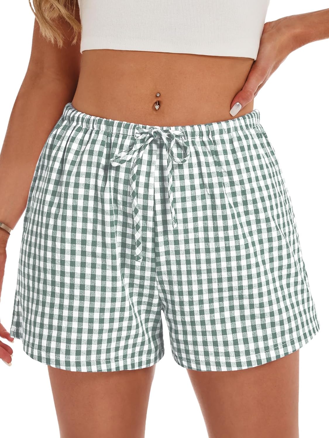 Women Boxer Shorts Gingham Pajama 2026 Casual Summer Lounge Sleep Plaid Pj Shorts Y2K Beach Bottoms - Image 4