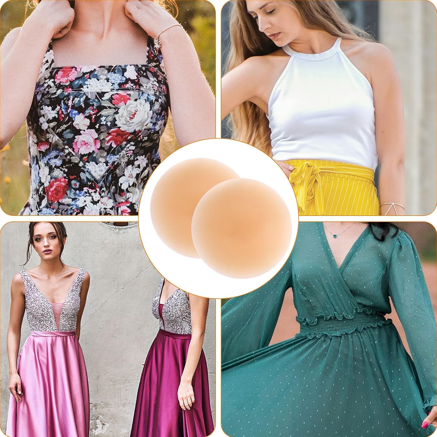 BOXOB 2pcs Silicone Nipple Cover, Reusable Pasties No Show Waterproof Nipple Pads Adhesive Breast Cover Patch Protectors for Women - Image 7