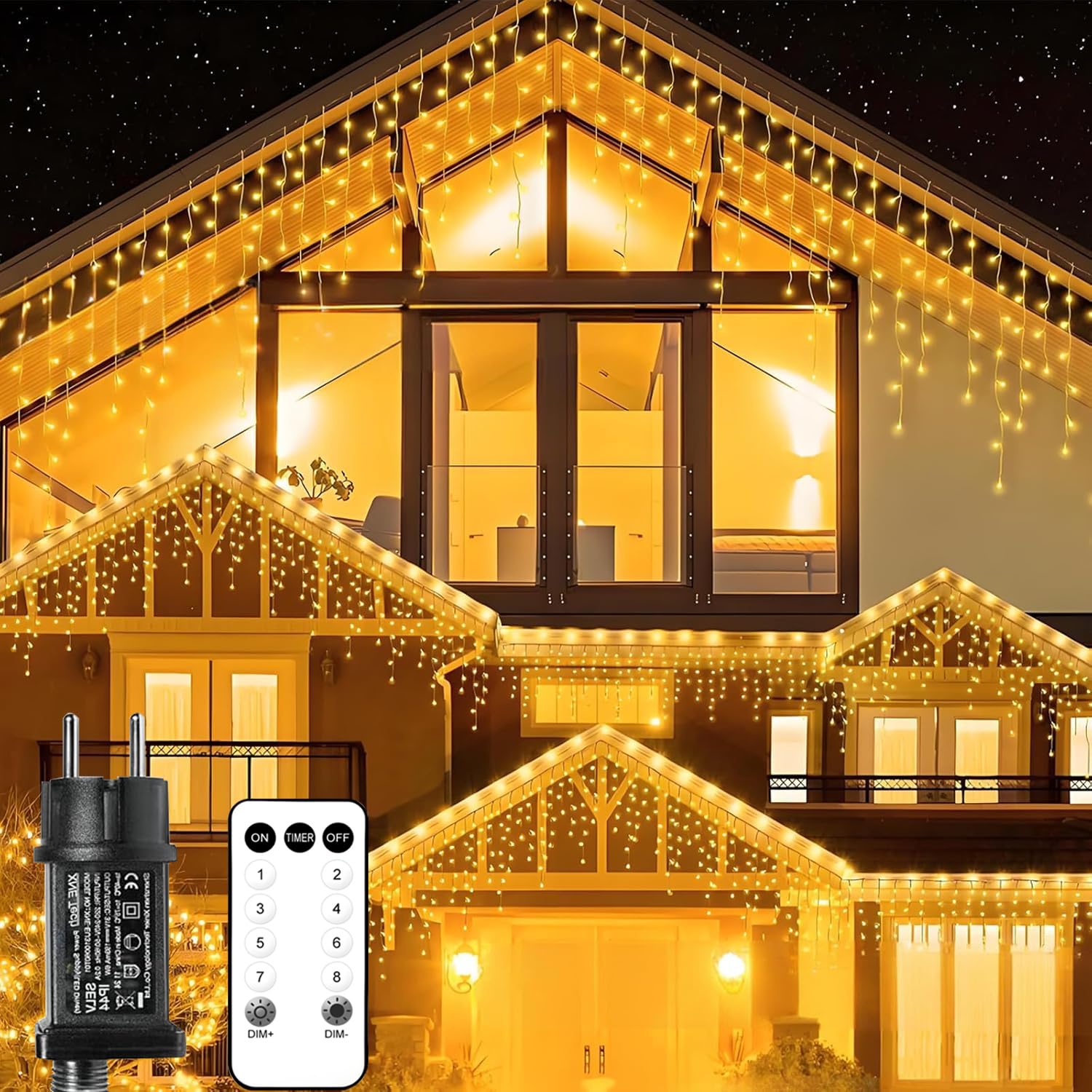 Guirlande Lumineuse Solaire Stalactite 10m - 80 LEDs Blanc Froid/Chaud | Télécommande, 8 Modes, Minuterie | Étanche IP44 Pour Noël, Jardin