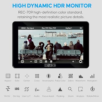 osee Lilmon 5 1000 Nits High-Bright 5.5 inch Touch Screen DSLR Camera Field Monitor with 3D LUT HDR 4K HDMI in and Out Exposure Focus Assist Waveform Monitor
