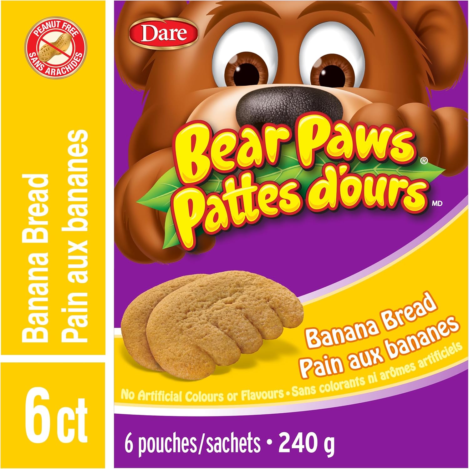 Bear Paws Banana Bread Cookies - Soft Cookie Snack Packs, School Snacks, Made With Real Banana, Peanut Free, 240g, 6 Pouches - Image 8