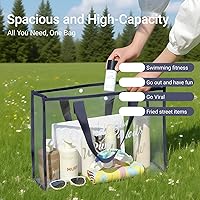 Vista 5 de Treasurecove Bolsa de playa transparente para mujer con bolsa desmontable para teléfono, plegable, impermeable, bolsa transparente para playa