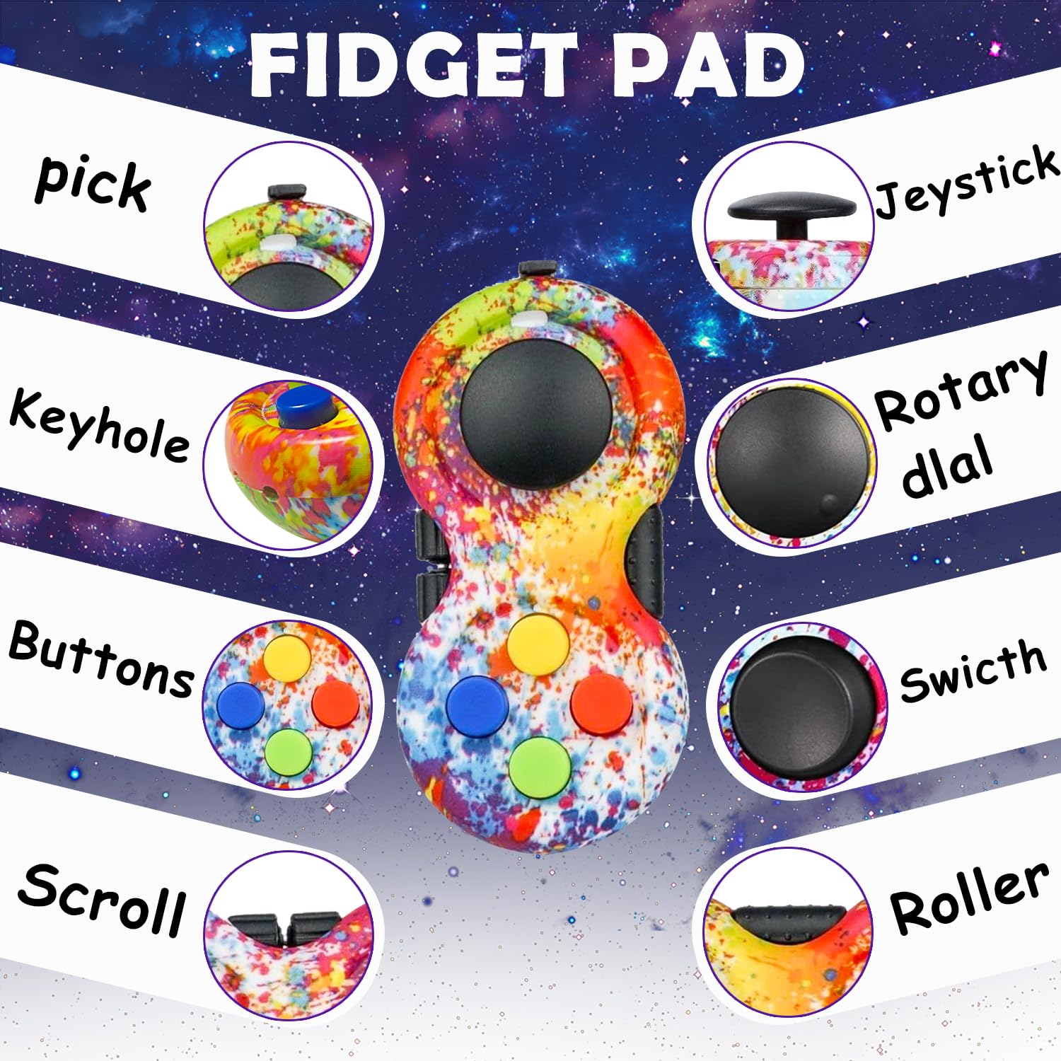 Kit 3 Jouets Anti-Stress Galaxy - Cube Infini, Fidget Pad Et Cube Sensoriel Pour Enfants/Adultes