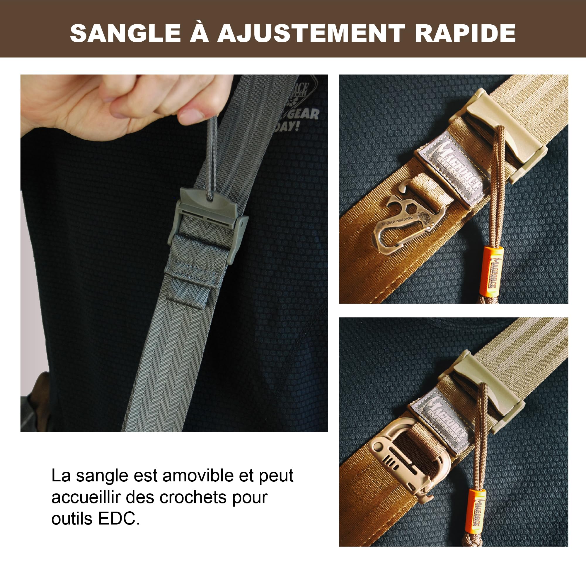 Magforce Sac Banane Tactique City Traveler pour Homme – Voyage et randonnée, léger, Grande capacité, Multiples Poches, Pochette Multifonction en Nylon avec Fermeture éclair, Noir Mat, Taille M – 500D