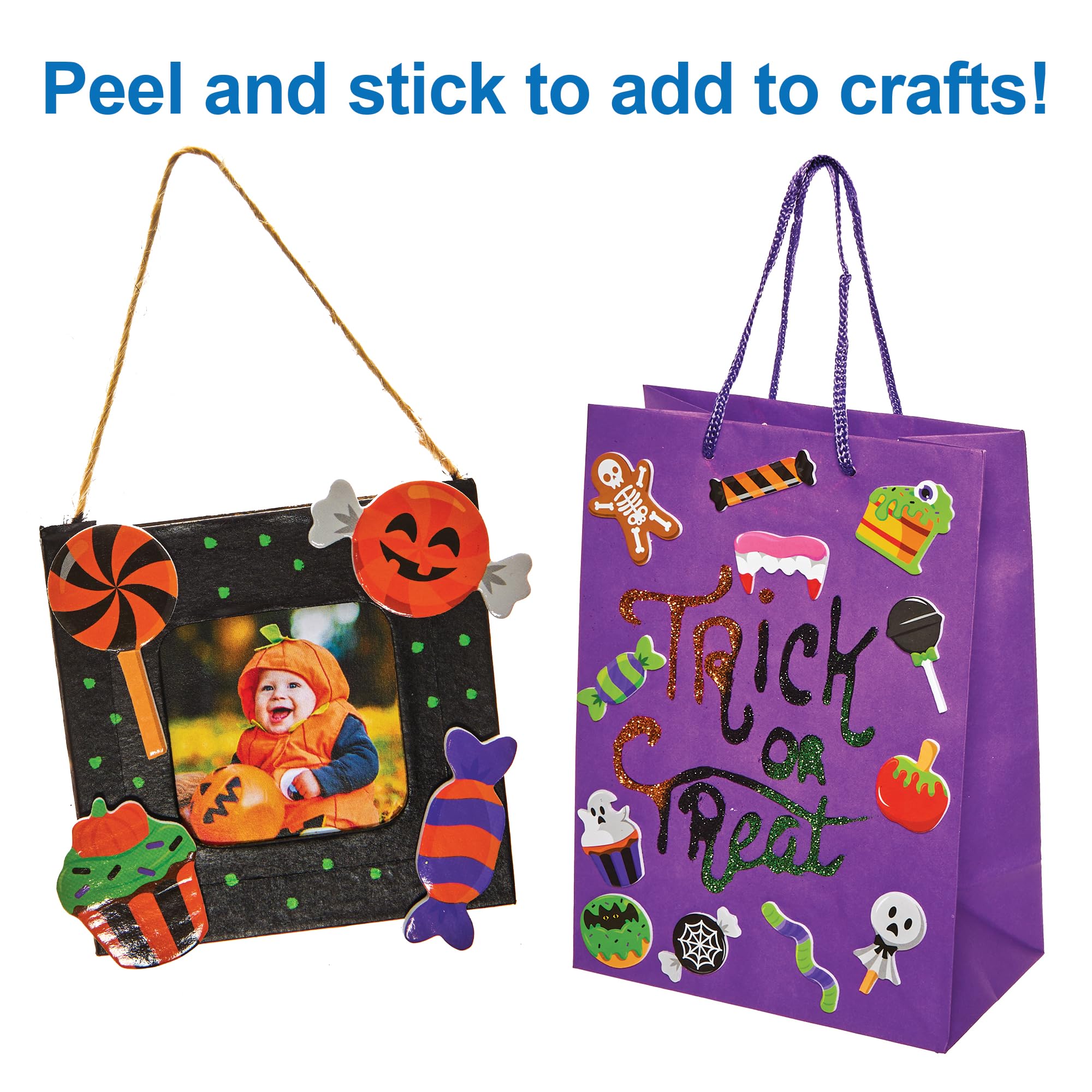 Baker Ross FN289 Halloween Trick or Treat Sweets Foam Stickers - Pack of 160, Halloween Stickers for Kids - Image 4