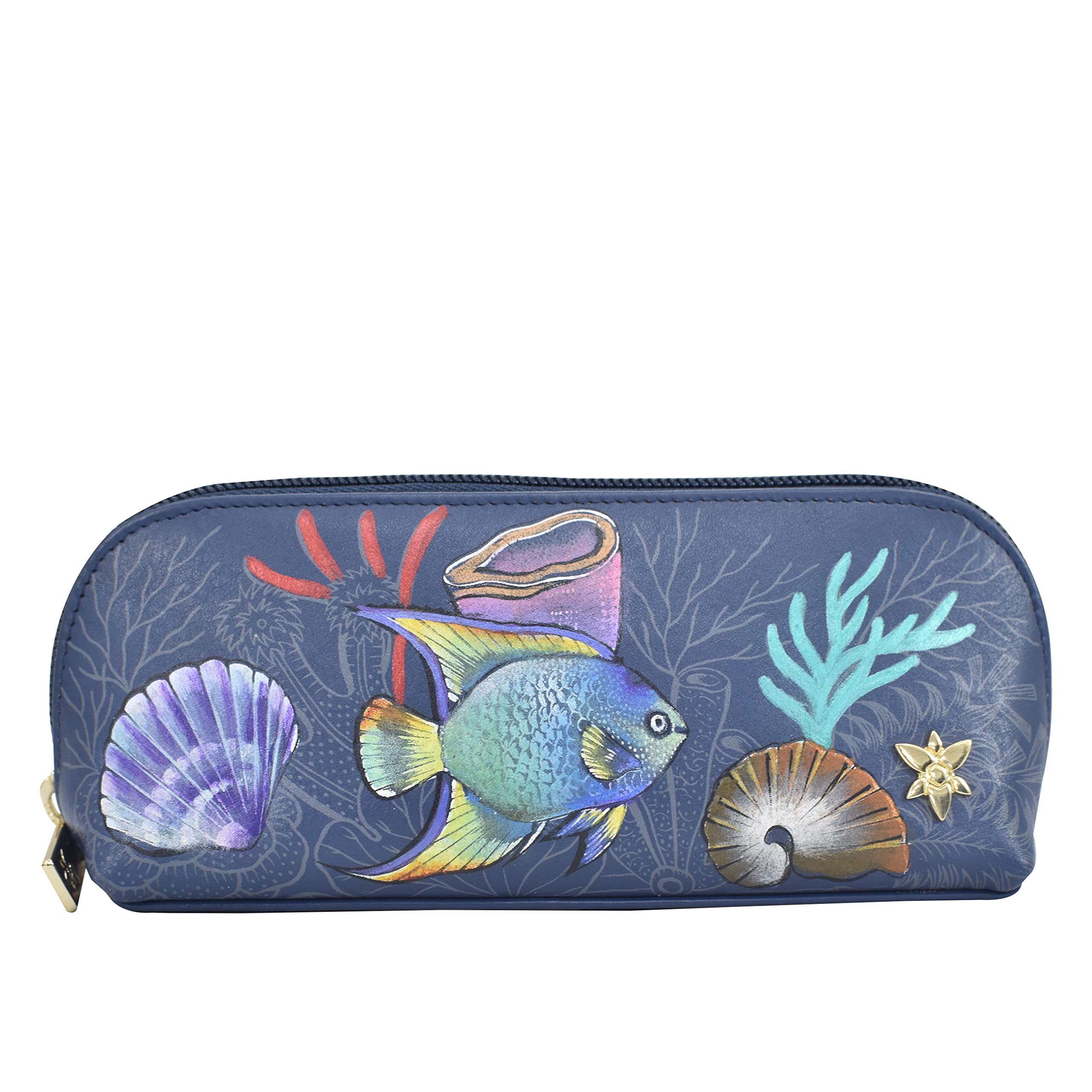 Anuschka Kosmetyczka damska lub etui na okulary z prawdziwej skóry, r?cznie malowane, ?redni rozmiar - Mystical Reef, mistical reef, Rozmiar Uniwersalny