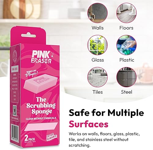 Miniatura 3 de Borrador rosa: la esponja de limpieza definitiva, extra duradera, paquete de 2