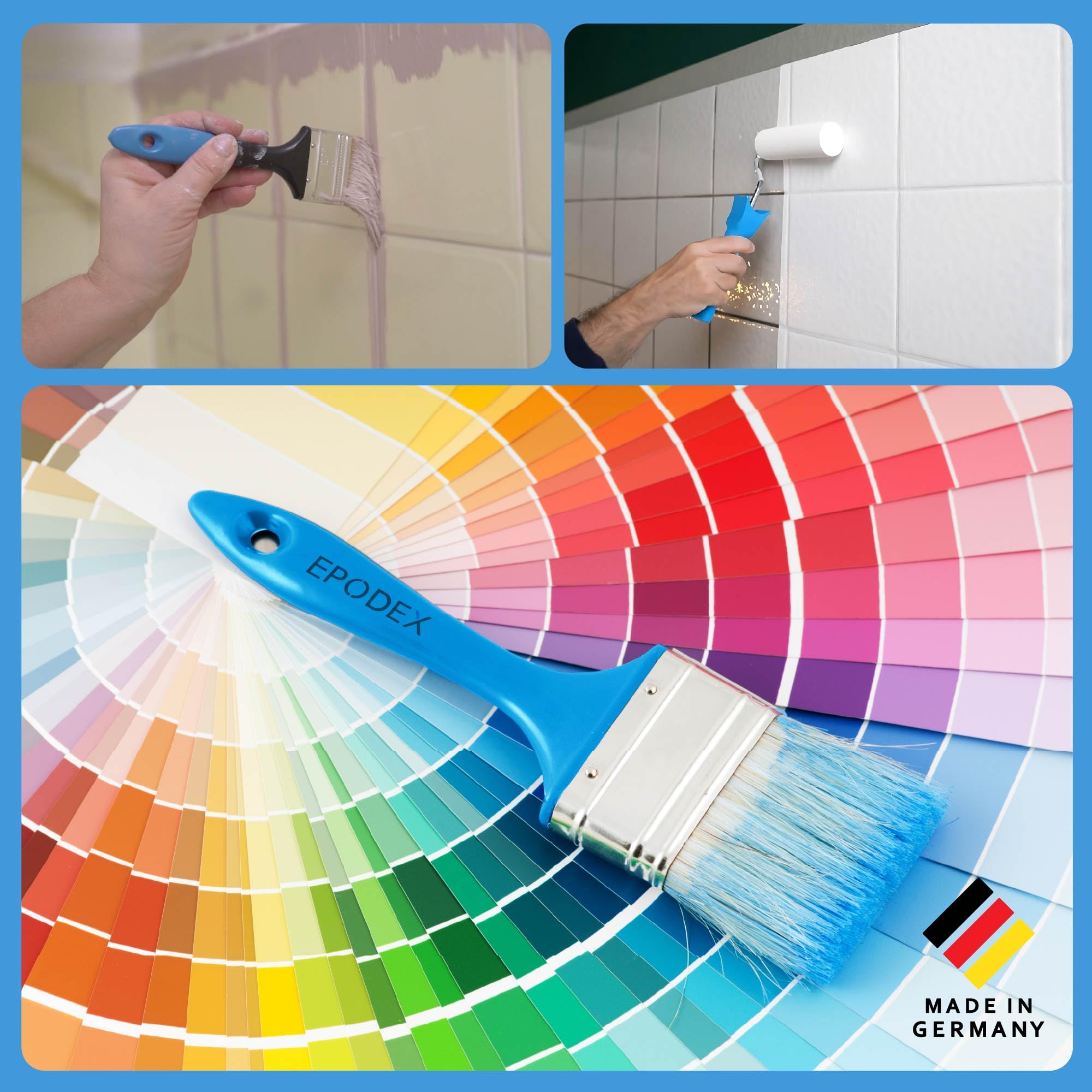 EPODEX Pintura para azulejos 1K, Pintura azulejos cocina, baño y más, Revestimiento satinado para paredes interiores, 1kg (8m² por capa) - Nordic - Pastel