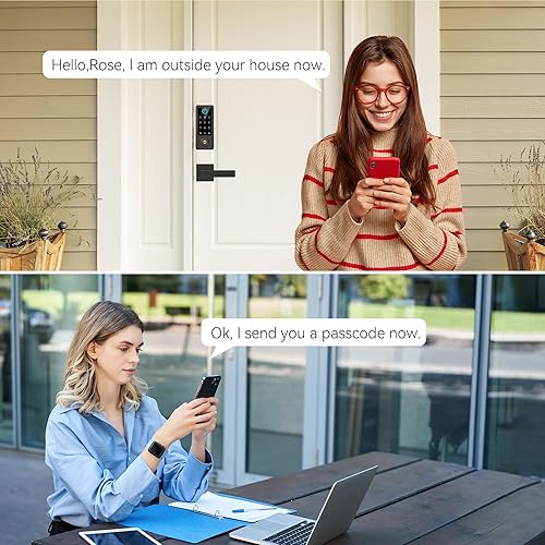 Miniatura 5 de BEBASIA Cerradura de puerta inteligente con huella digital con asa, control completo de aplicaciones, teclado digital electrónico, cerradura