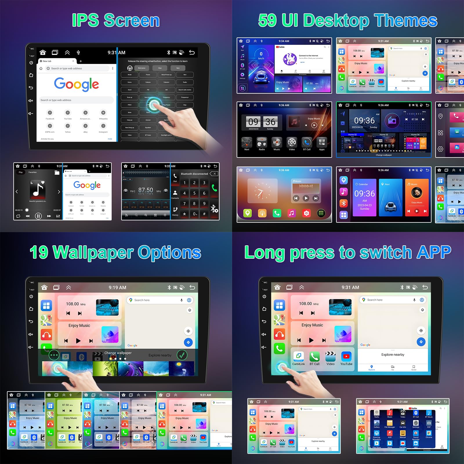 8 Core 4G+64GB Autoradio per Toyota Yaris/Vizi 2005-2011 Android 9 Pollici Touchscreen Carplay Android Auto, Radio 2 Din GPS Navigatore Bluetooth WiFi DSP WiFi FM RDS Camera Schermo per Toyota